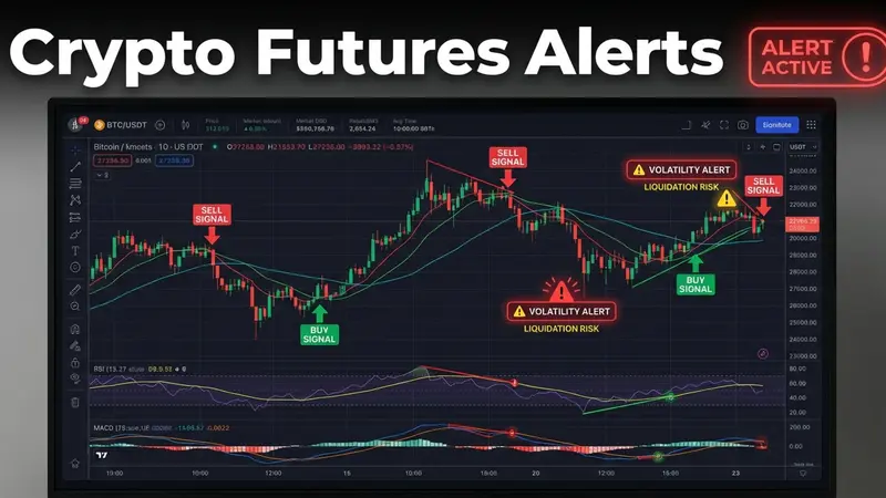 Crypto futures trading alerts and real-time signal notifications on trading chart